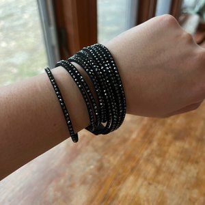 Black Swarovski Multi Strand Black Wrap Around Bracelet • Adjustable